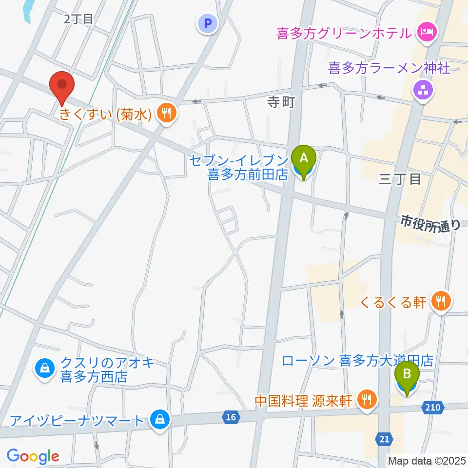 喜多方シティエフエム周辺のコンビニエンスストア一覧地図