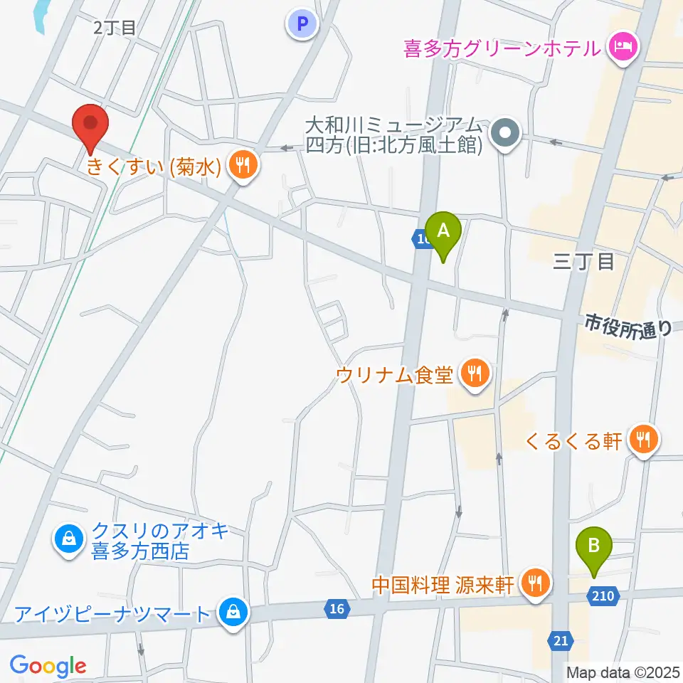 喜多方シティエフエム周辺のコンビニエンスストア一覧地図