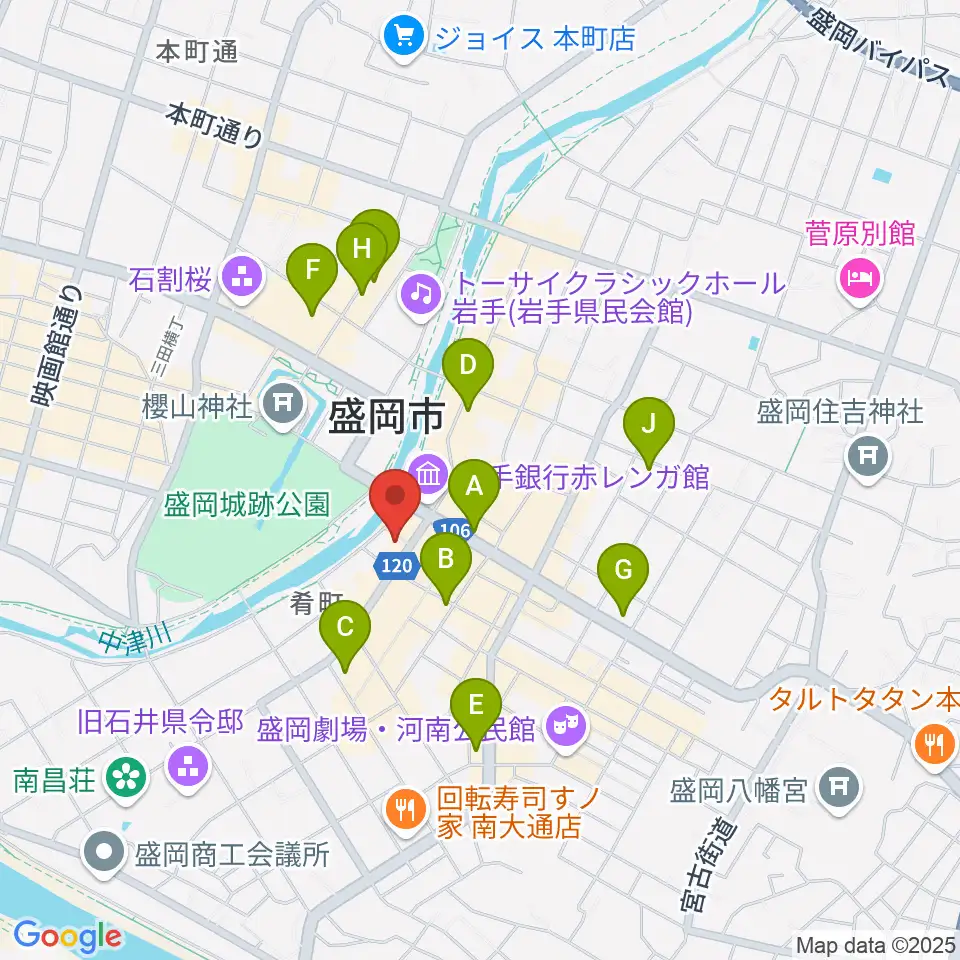 ラヂオもりおか周辺のコンビニエンスストア一覧地図