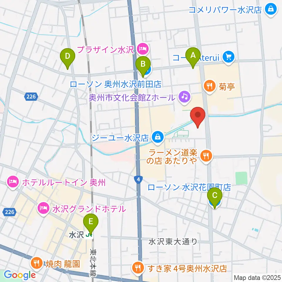 奥州エフエム周辺のコンビニエンスストア一覧地図