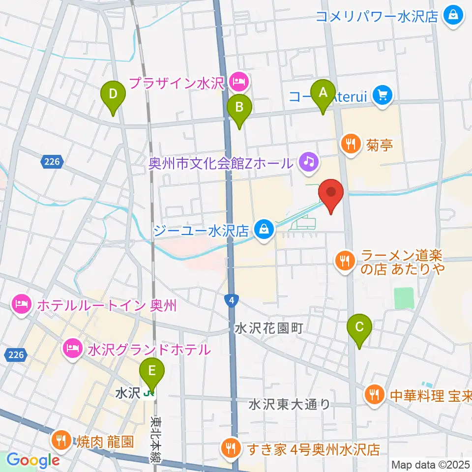 奥州エフエム周辺のコンビニエンスストア一覧地図