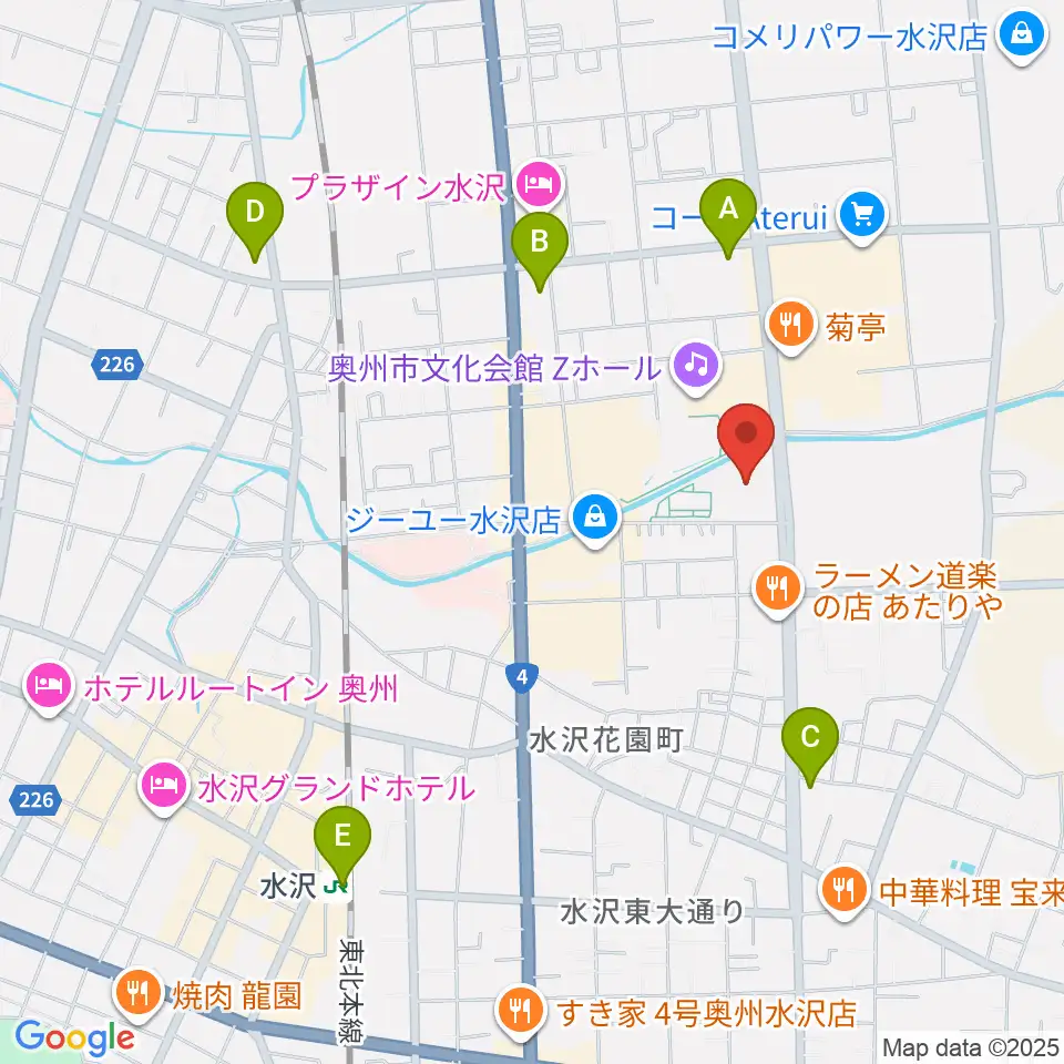 奥州エフエム周辺のコンビニエンスストア一覧地図