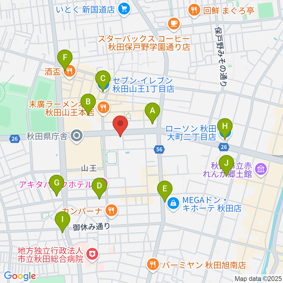 秋田コミュニティー放送周辺のコンビニエンスストア一覧地図