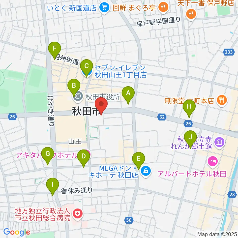 秋田コミュニティー放送周辺のコンビニエンスストア一覧地図