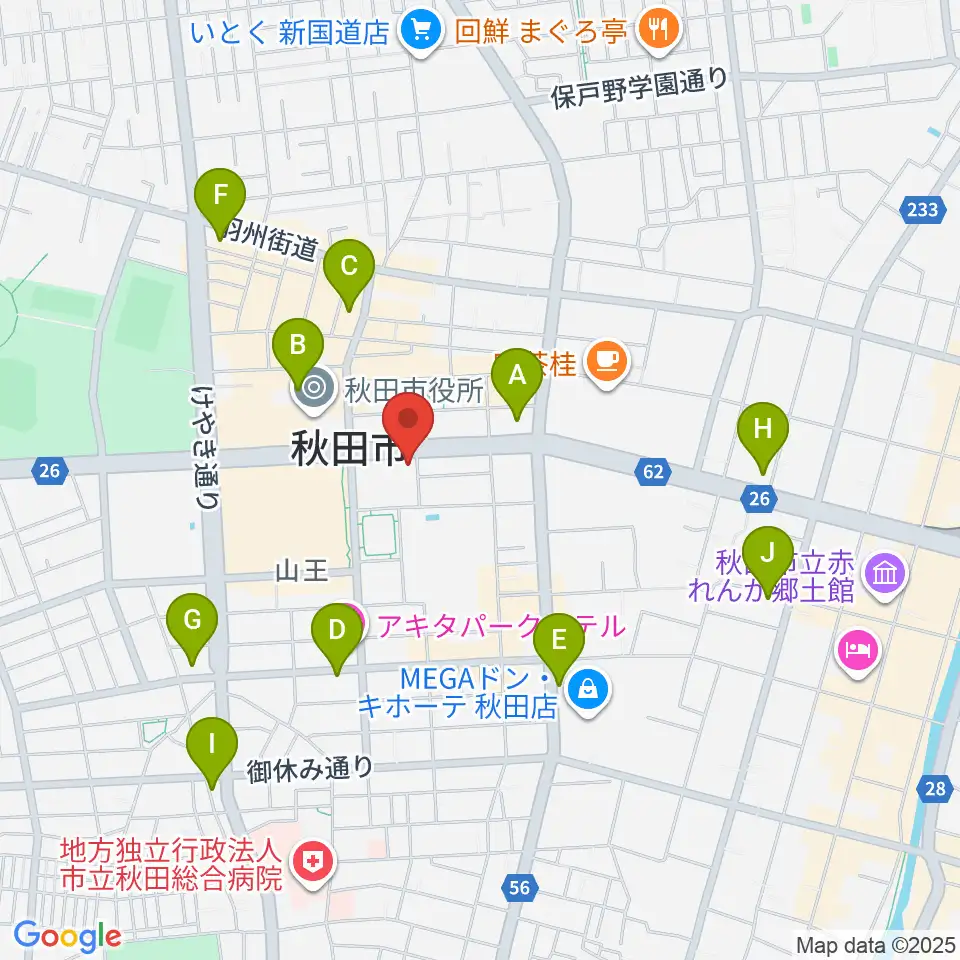 秋田コミュニティー放送周辺のコンビニエンスストア一覧地図
