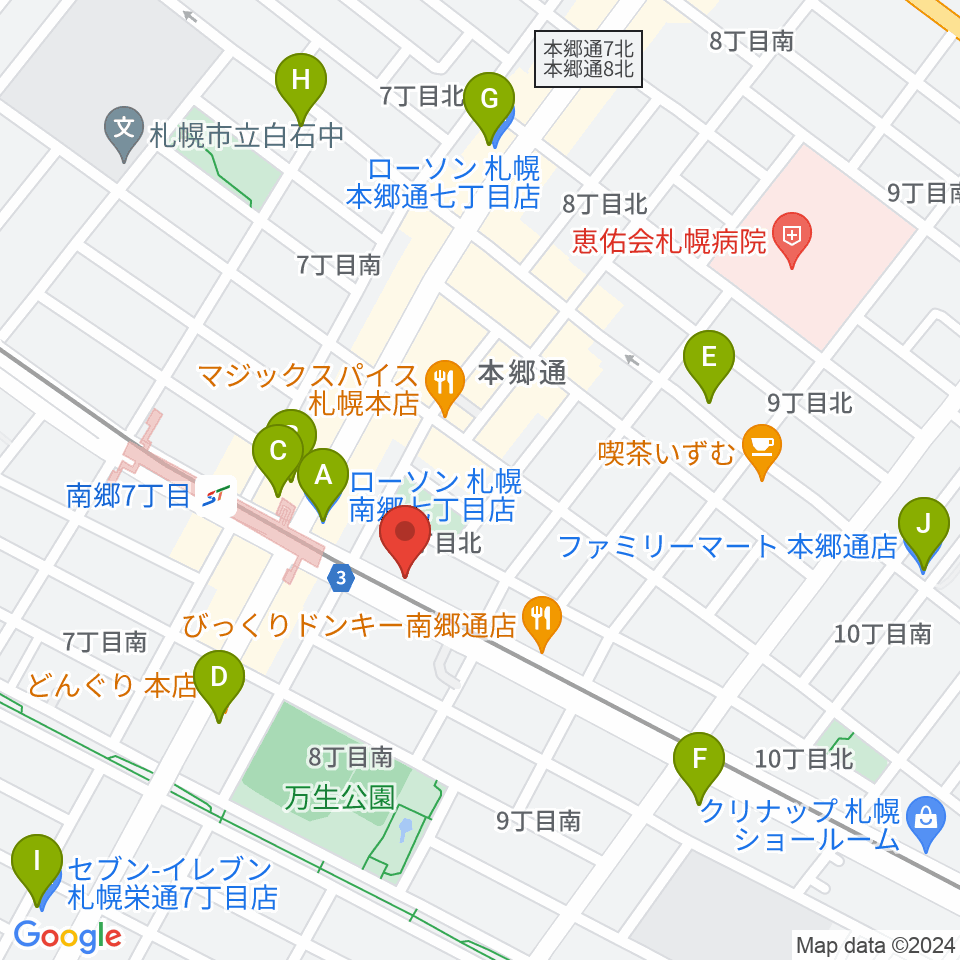 エフエムしろいし With-S周辺のコンビニエンスストア一覧地図