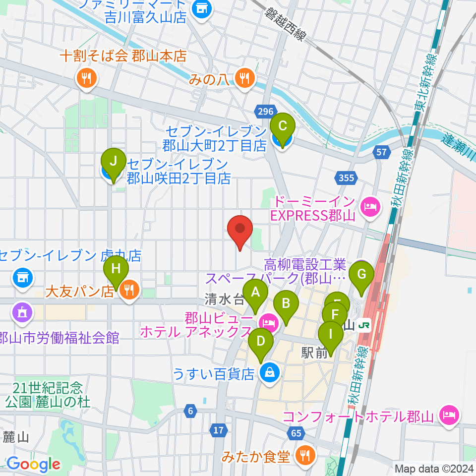 ココラジ周辺のコンビニエンスストア一覧地図