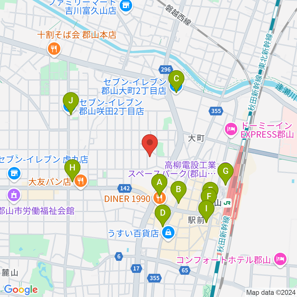 ココラジ周辺のコンビニエンスストア一覧地図