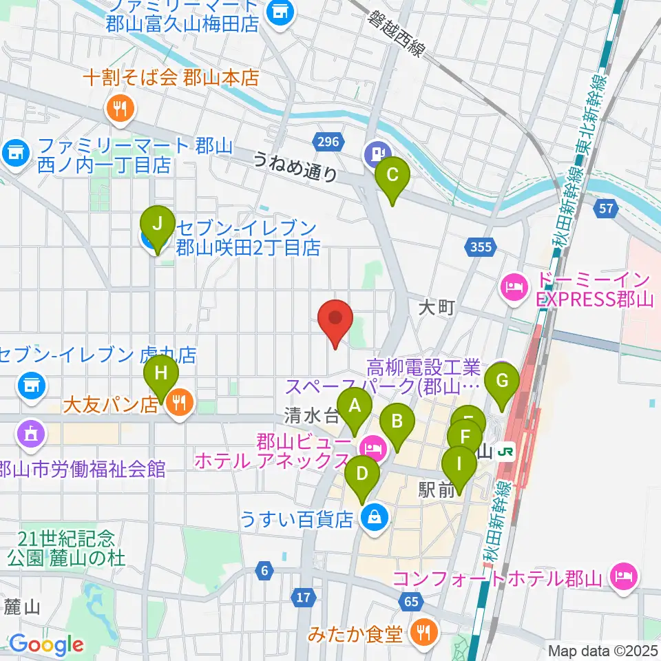 ココラジ周辺のコンビニエンスストア一覧地図