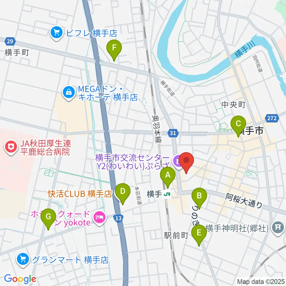 横手かまくらエフエム周辺のコンビニエンスストア一覧地図