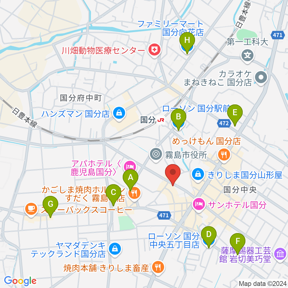 FMきりしま プラスきりしま周辺のコンビニエンスストア一覧地図