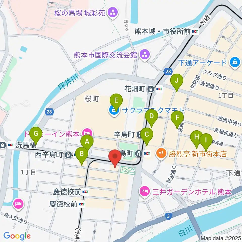 FM791 熊本シティエフエム周辺のコンビニエンスストア一覧地図