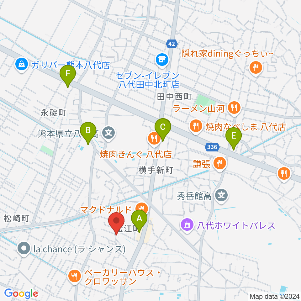 エフエムやつしろ かっぱFM周辺のコンビニエンスストア一覧地図