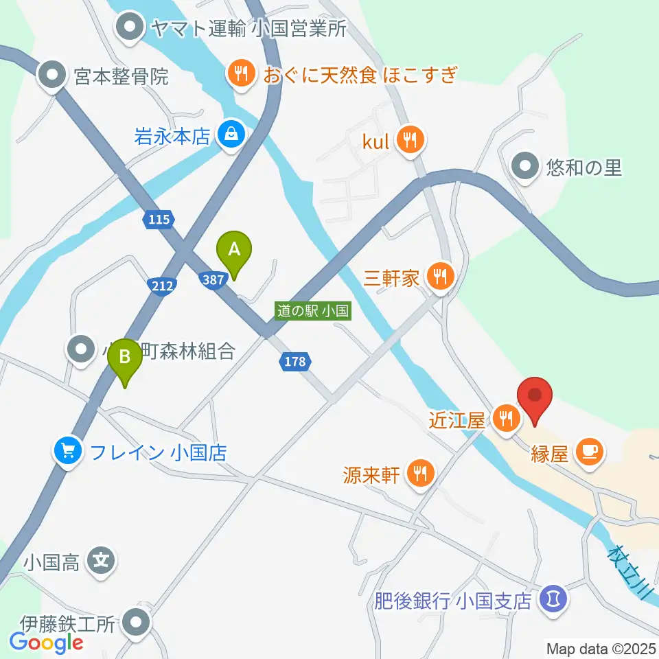 エフエム小国 グリーンポケット周辺のコンビニエンスストア一覧地図