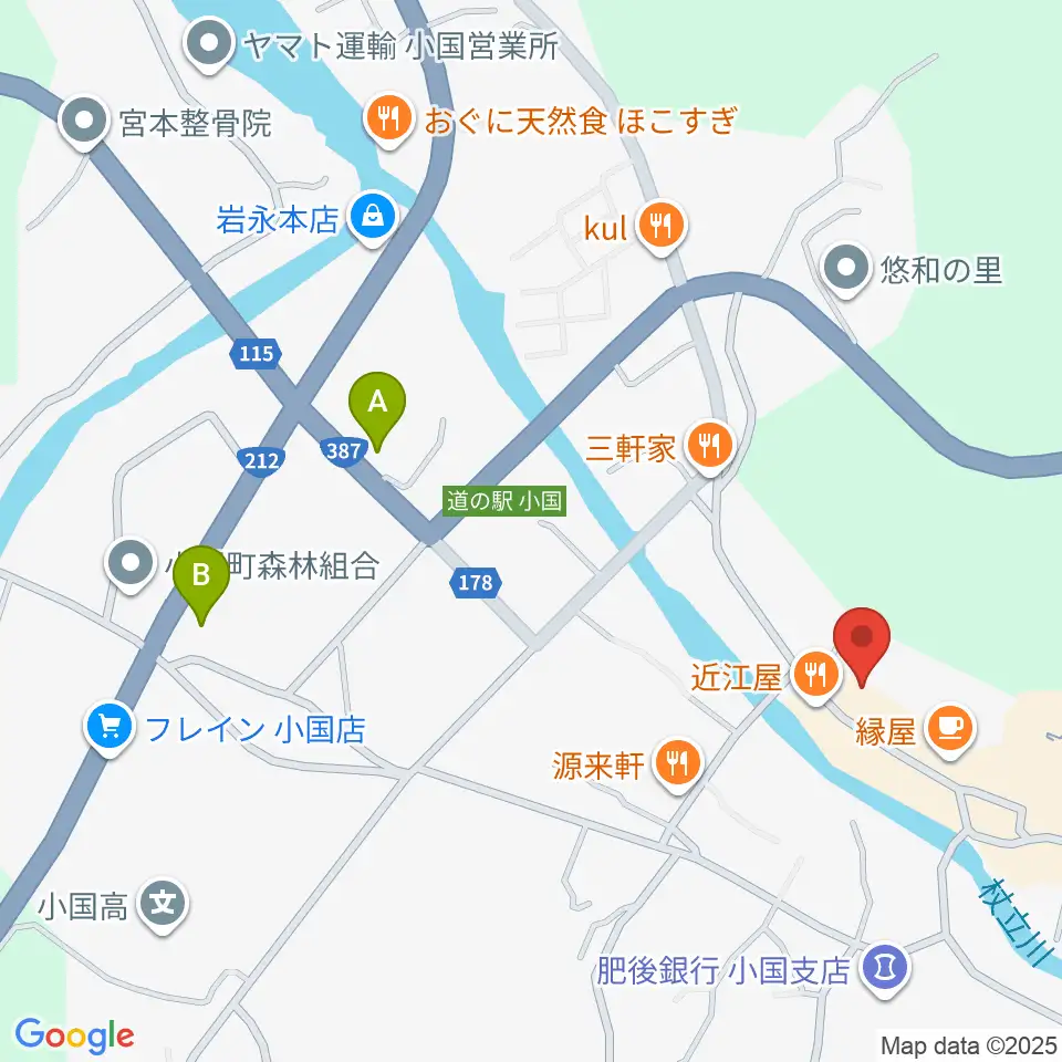 エフエム小国 グリーンポケット周辺のコンビニエンスストア一覧地図