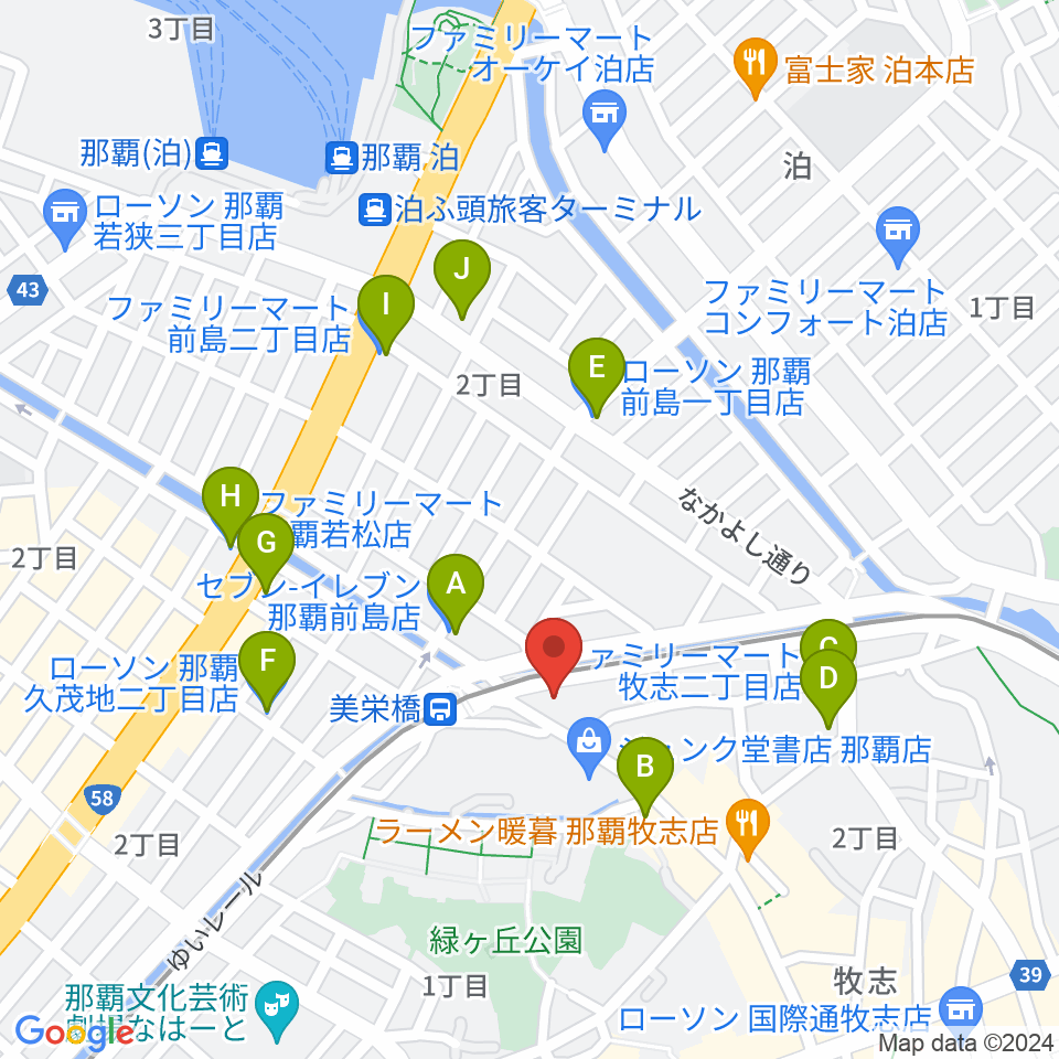 fm那覇周辺のコンビニエンスストア一覧地図