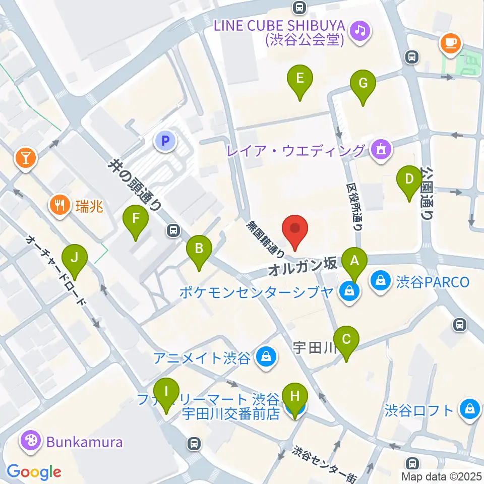 aube渋谷周辺のコンビニエンスストア一覧地図
