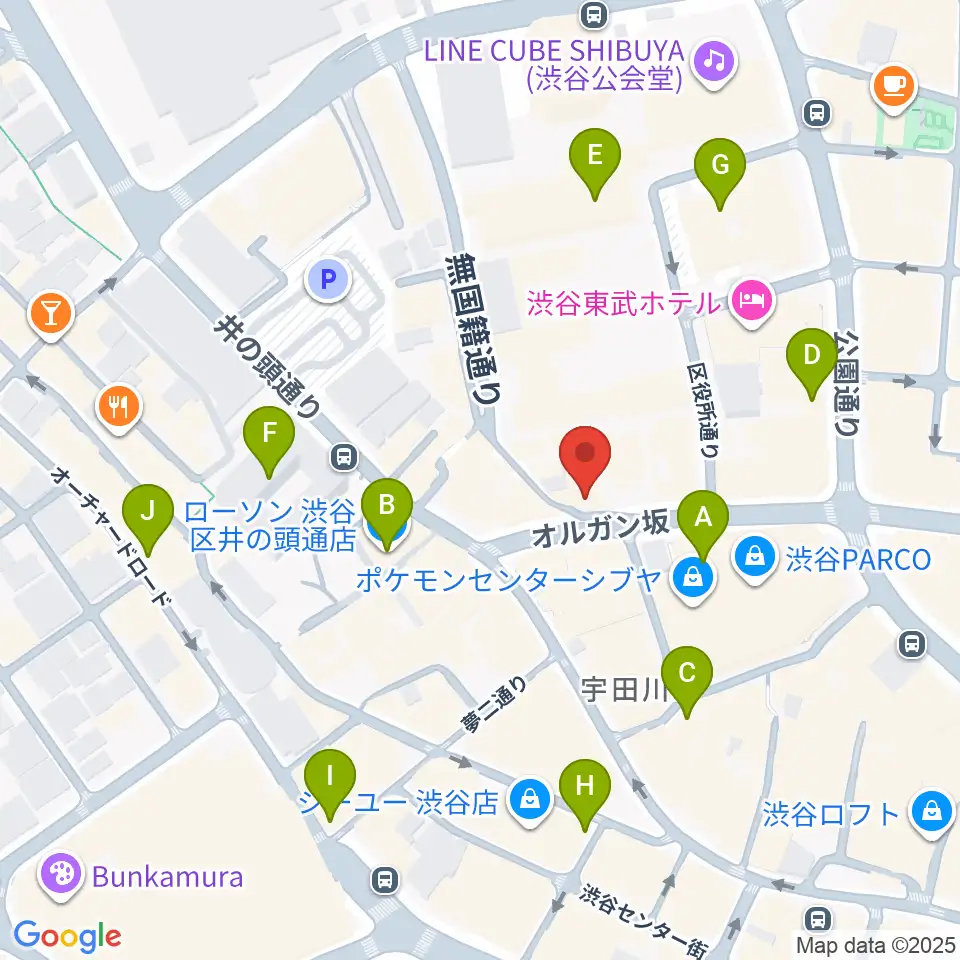 aube渋谷周辺のコンビニエンスストア一覧地図