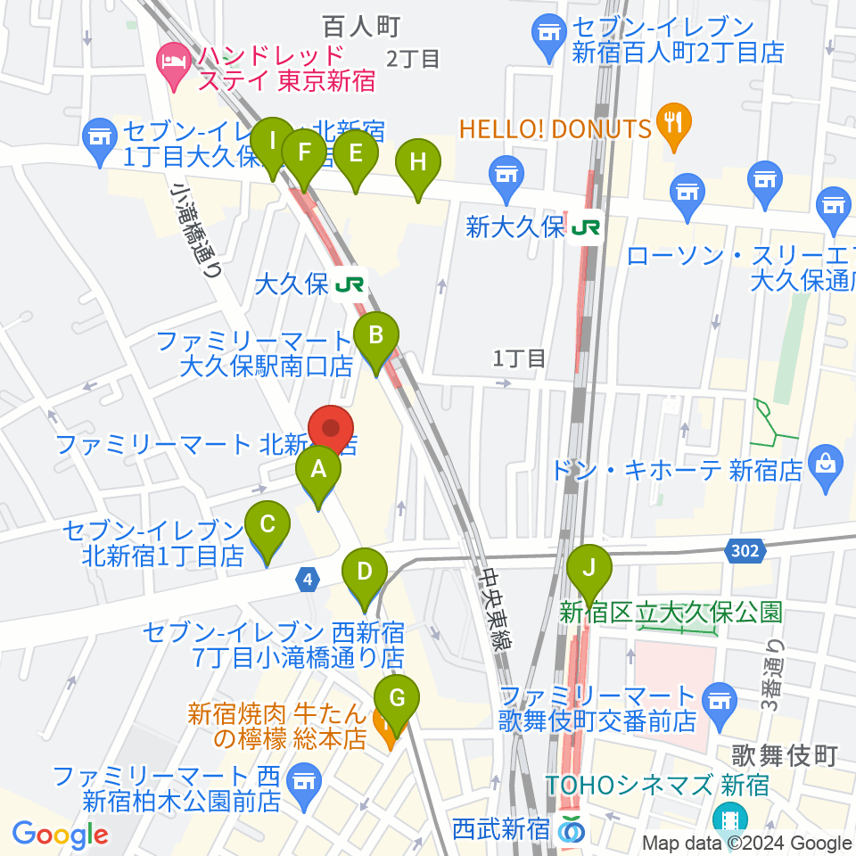 Vantage周辺のコンビニエンスストア一覧地図