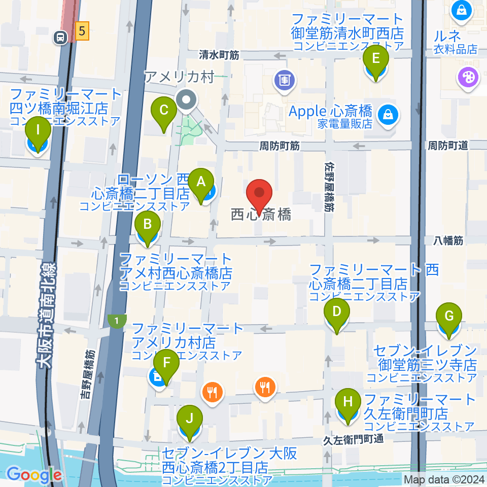 グリーンスタジオ周辺のコンビニエンスストア一覧地図