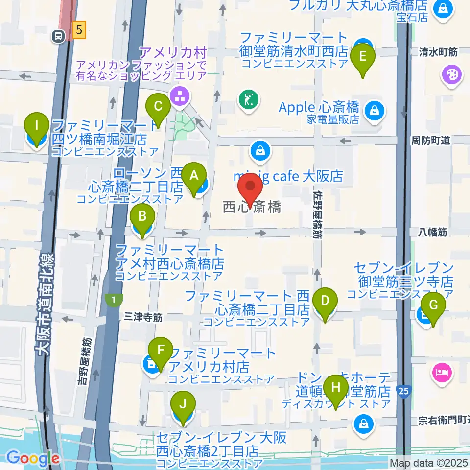 グリーンスタジオ周辺のコンビニエンスストア一覧地図