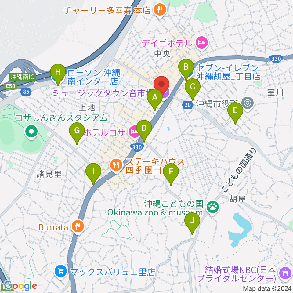 オキラジ周辺のコンビニエンスストア一覧地図