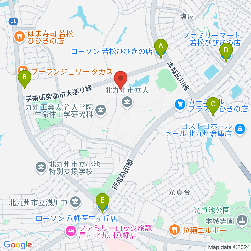 エアーステーションひびき周辺のコンビニエンスストア一覧地図