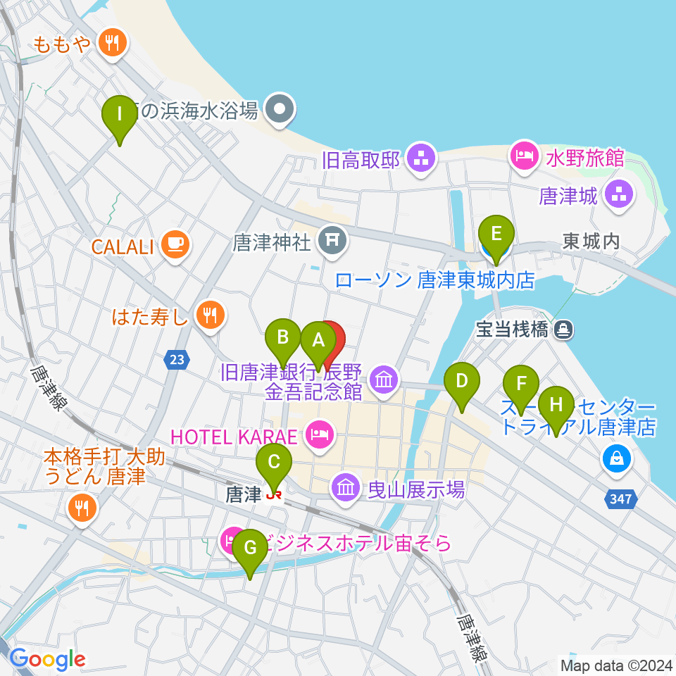 FMからつ周辺のコンビニエンスストア一覧地図