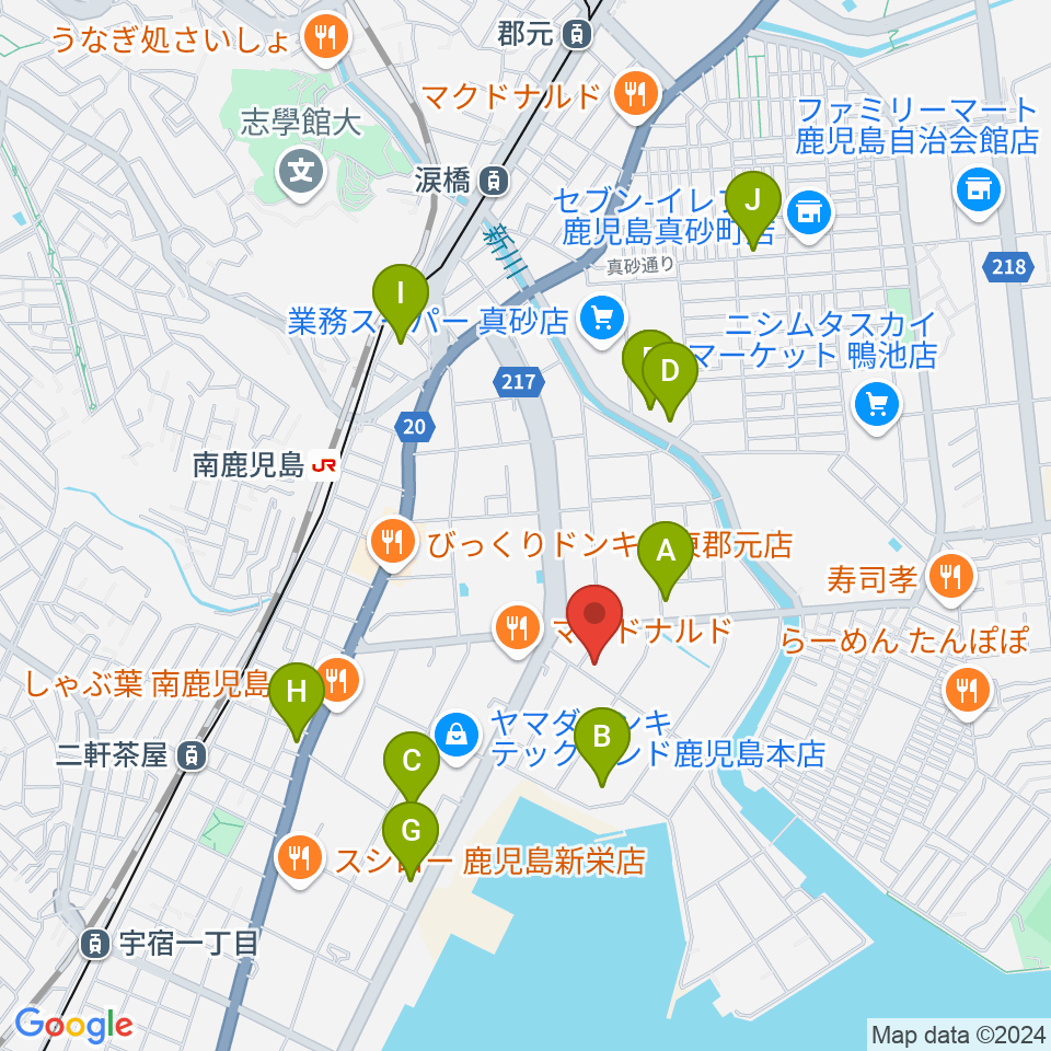 FMぎんが周辺のコンビニエンスストア一覧地図