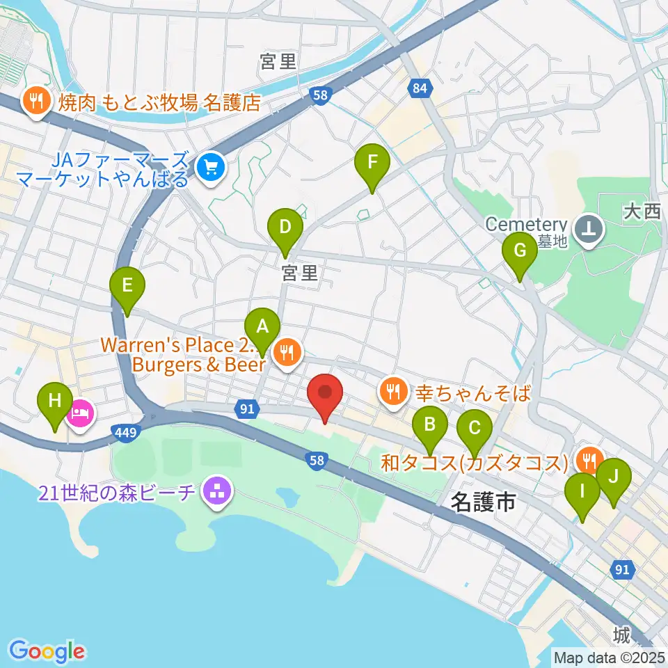 FMやんばる周辺のコンビニエンスストア一覧地図