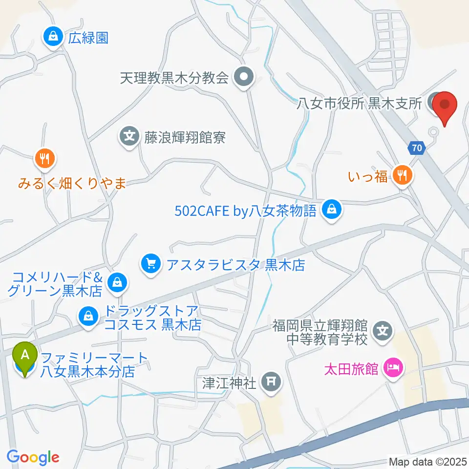 FM八女周辺のコンビニエンスストア一覧地図