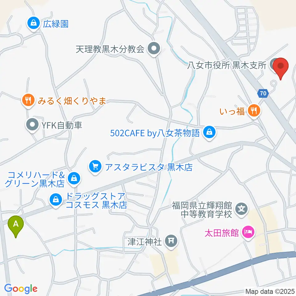 FM八女周辺のコンビニエンスストア一覧地図