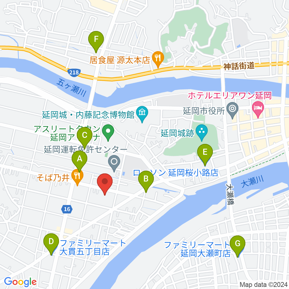 FMのべおか周辺のコンビニエンスストア一覧地図