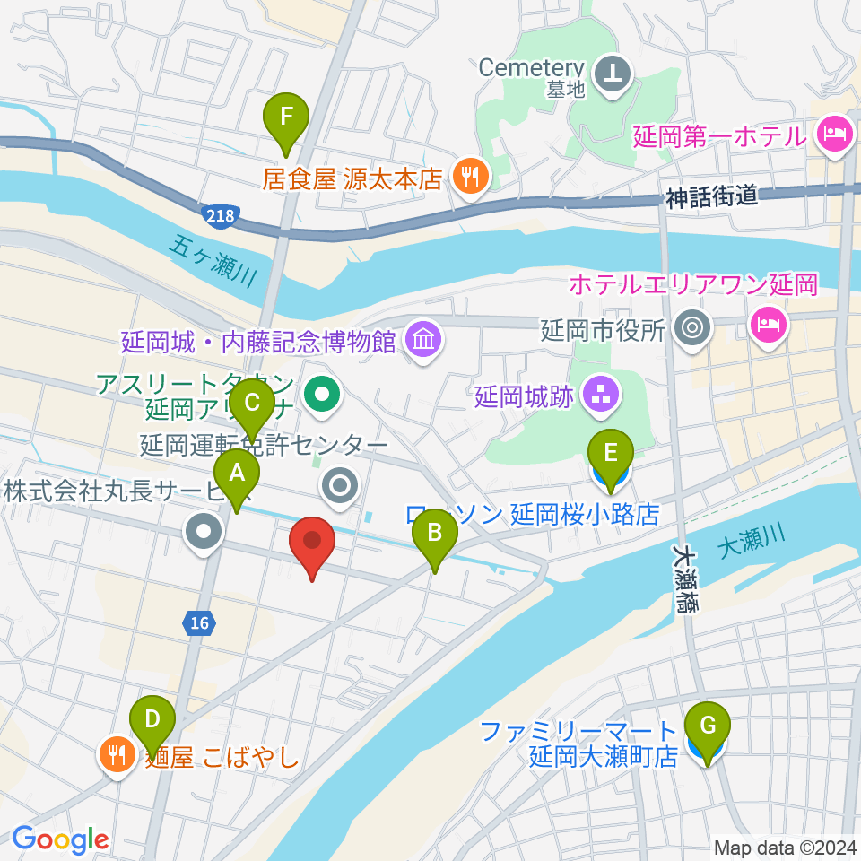 FMのべおか周辺のコンビニエンスストア一覧地図