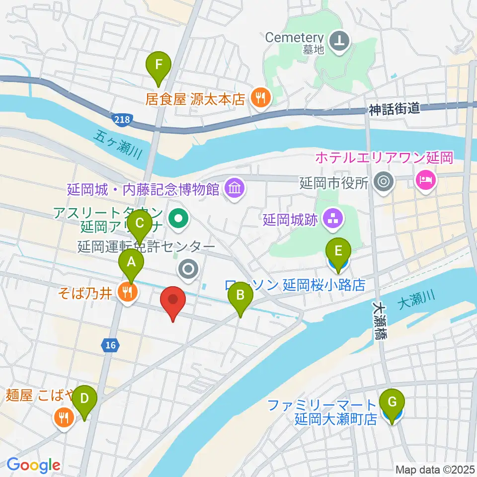 FMのべおか周辺のコンビニエンスストア一覧地図
