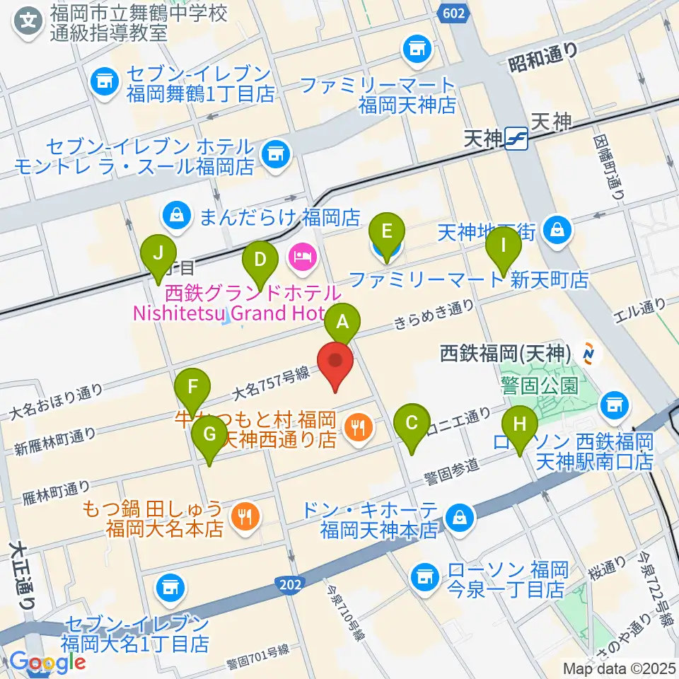 コミュニティラジオ天神周辺のコンビニエンスストア一覧地図