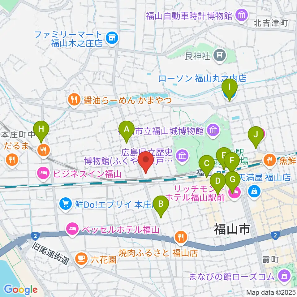 レディオBINGO エフエムふくやま周辺のコンビニエンスストア一覧地図
