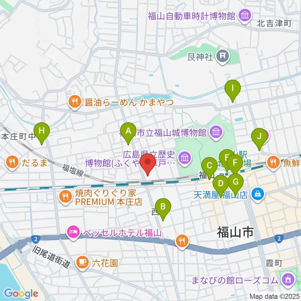 レディオBINGO エフエムふくやま周辺のコンビニエンスストア一覧地図