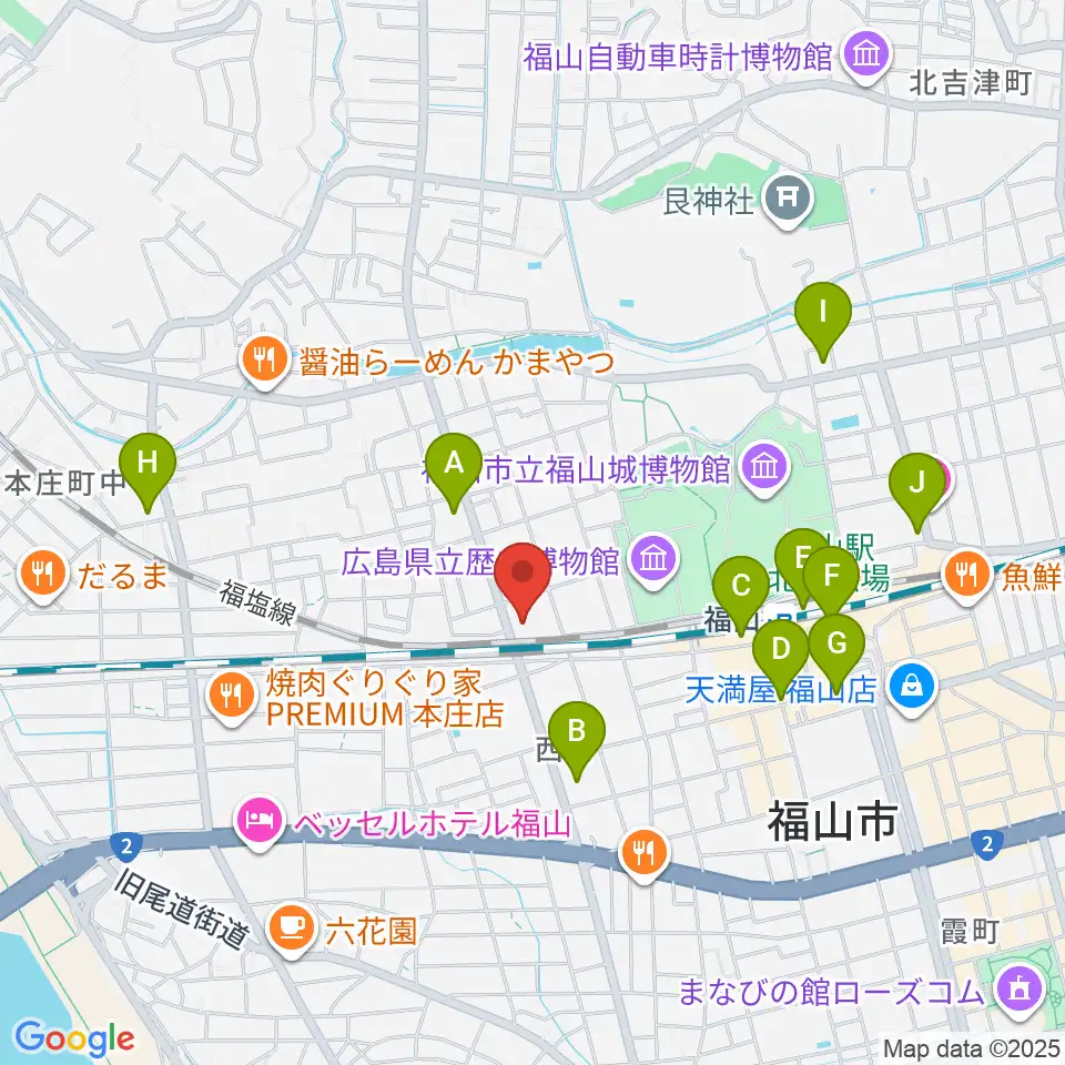 レディオBINGO エフエムふくやま周辺のコンビニエンスストア一覧地図
