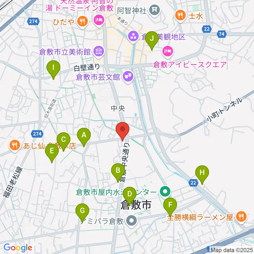 FMくらしき周辺のコンビニエンスストア一覧地図