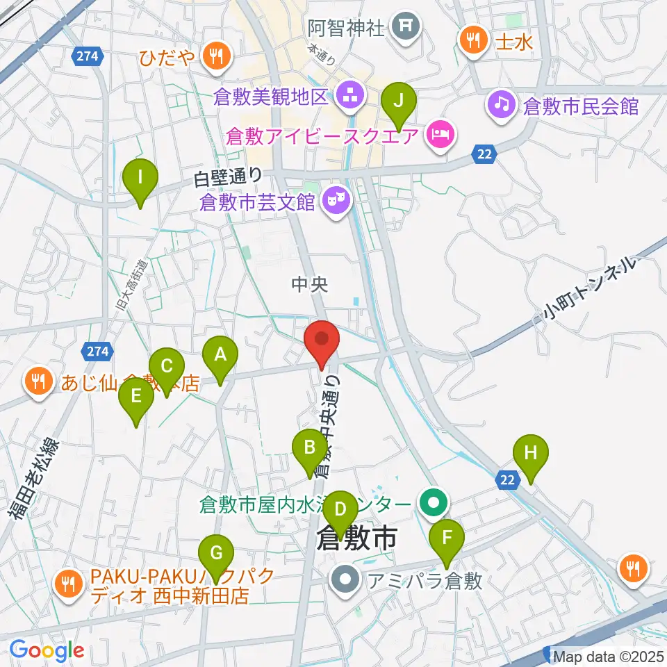 FMくらしき周辺のコンビニエンスストア一覧地図