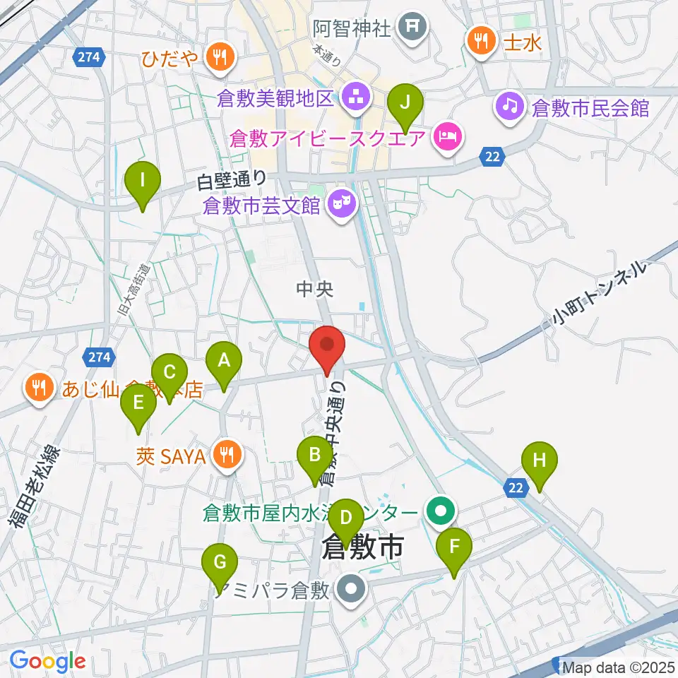 FMくらしき周辺のコンビニエンスストア一覧地図