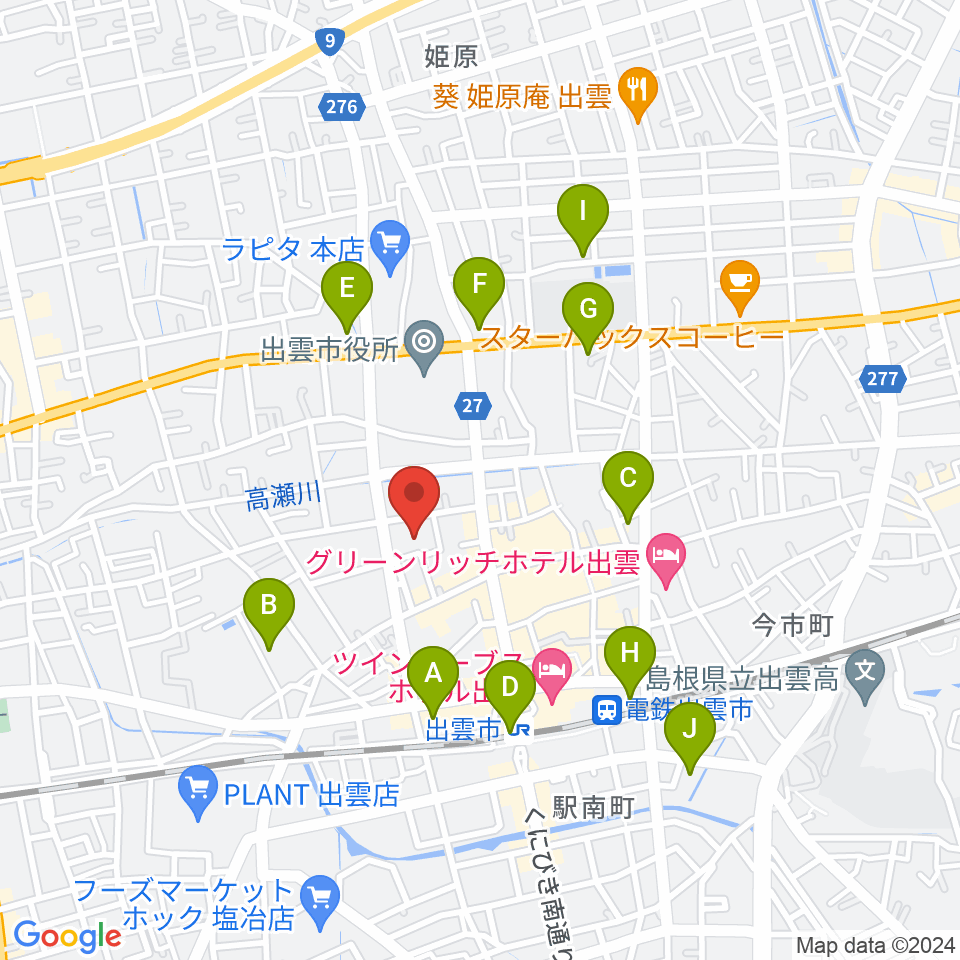 エフエムいずも周辺のコンビニエンスストア一覧地図