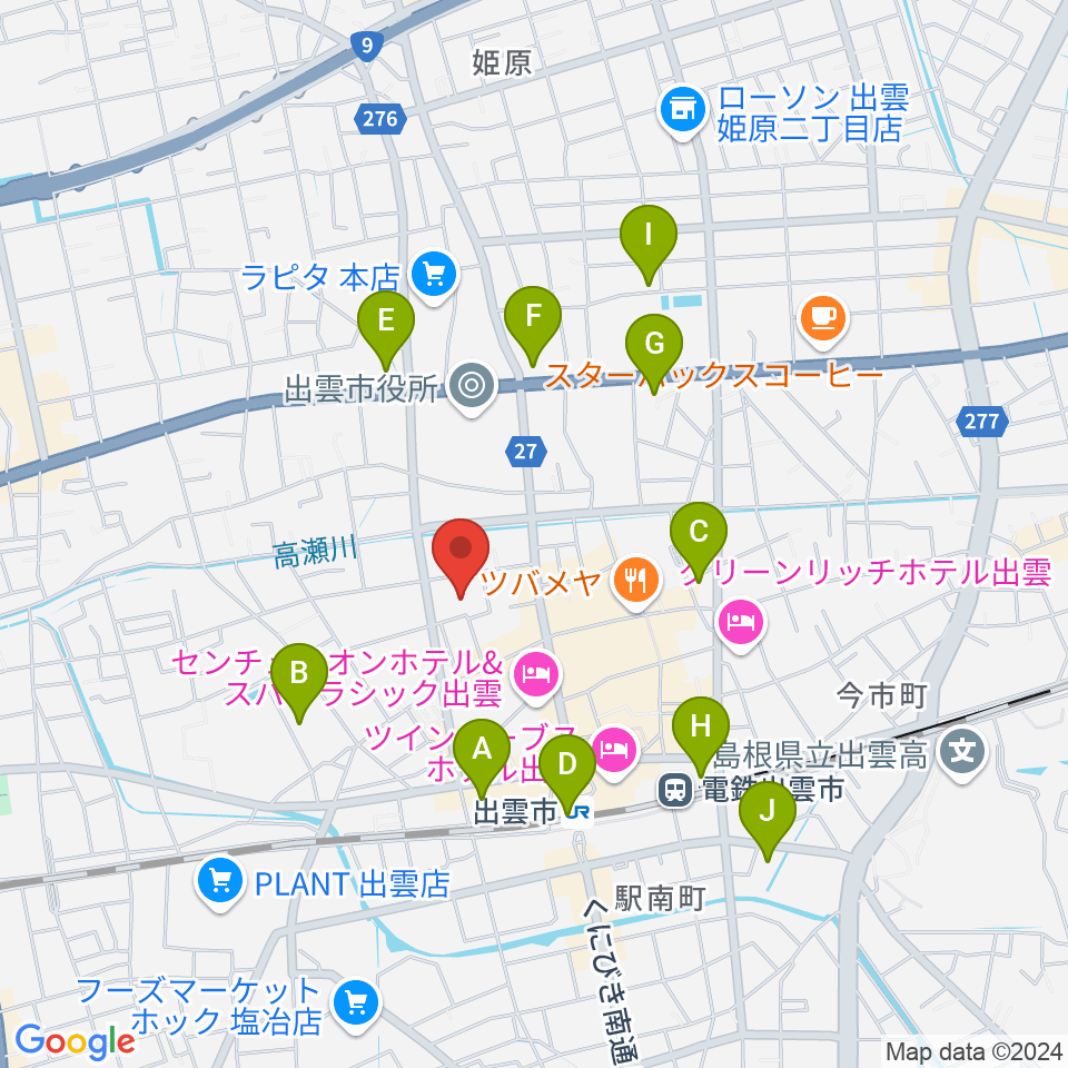 エフエムいずも周辺のコンビニエンスストア一覧地図