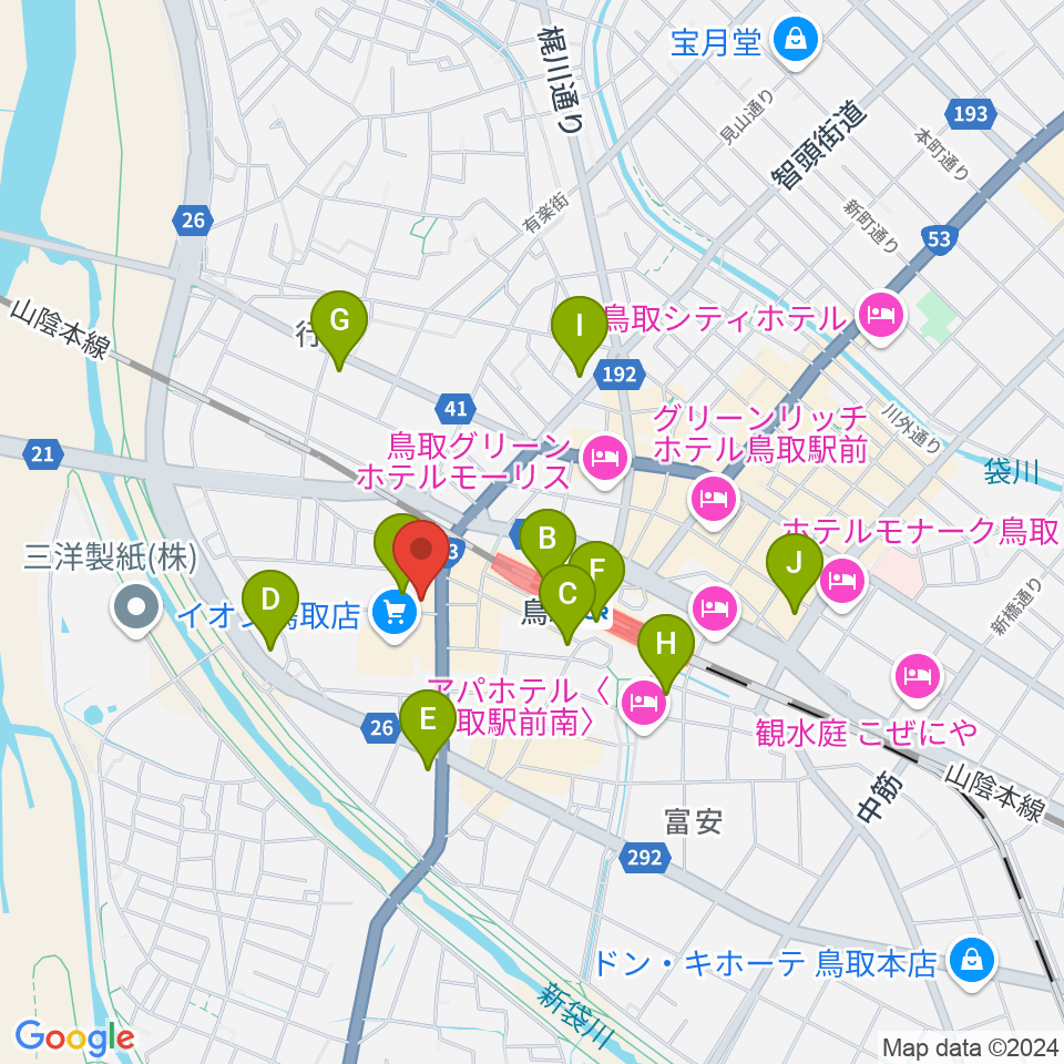 FM鳥取 レディオバード周辺のコンビニエンスストア一覧地図