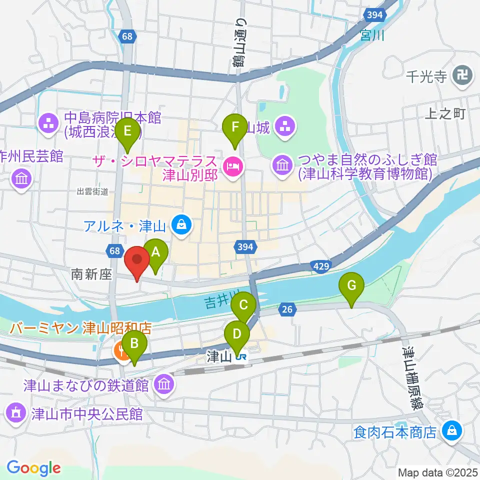 エフエムつやま周辺のコンビニエンスストア一覧地図