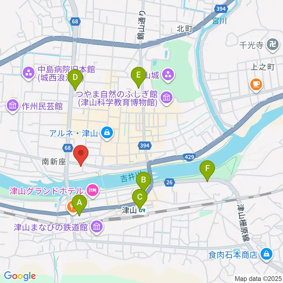 エフエムつやま周辺のコンビニエンスストア一覧地図