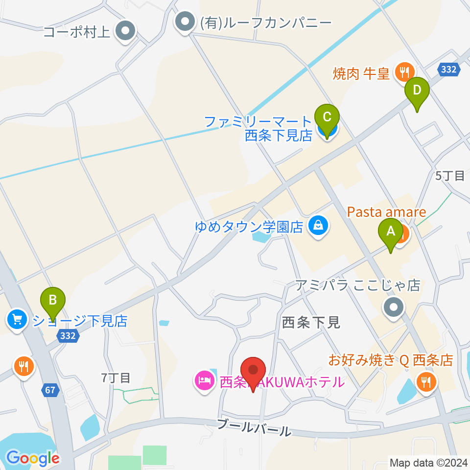 FM東広島周辺のコンビニエンスストア一覧地図