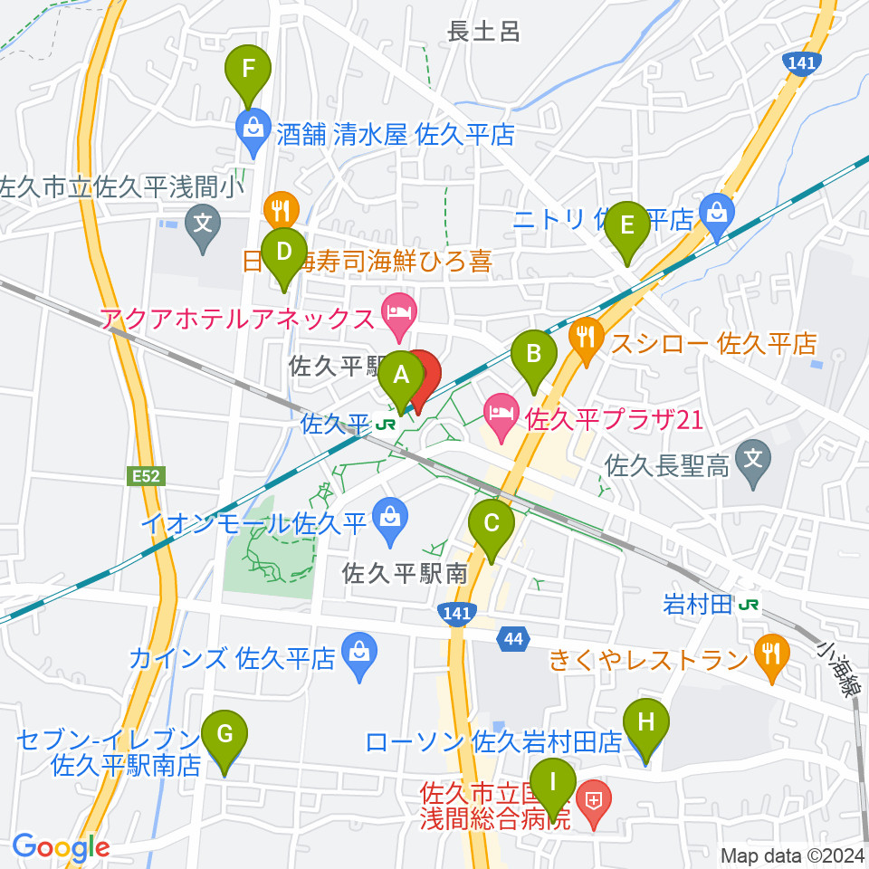 FMさくだいら周辺のコンビニエンスストア一覧地図