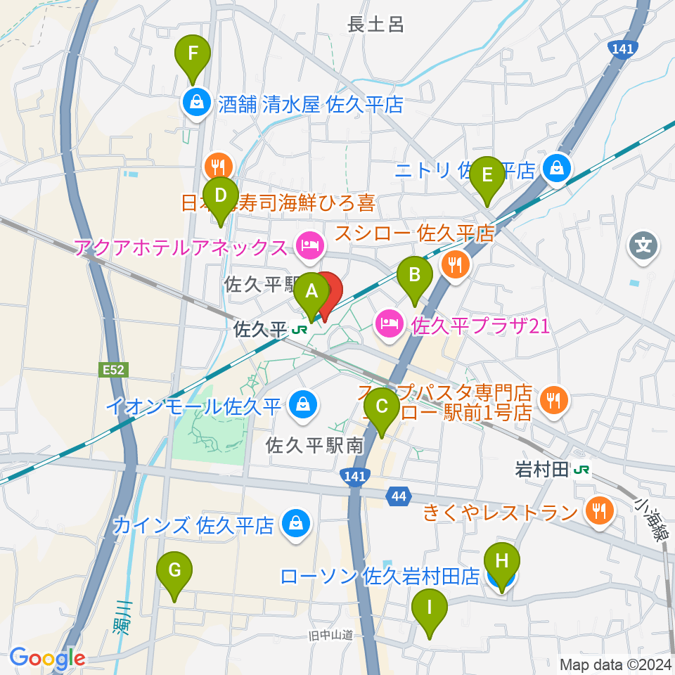 FMさくだいら周辺のコンビニエンスストア一覧地図